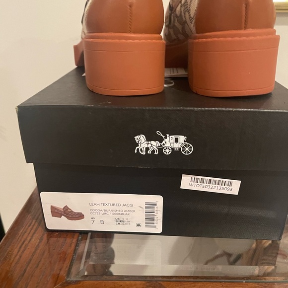 NIB Coach Leah Textured Monogram Jacquard LugSole Loafers - Picture 5 of 14